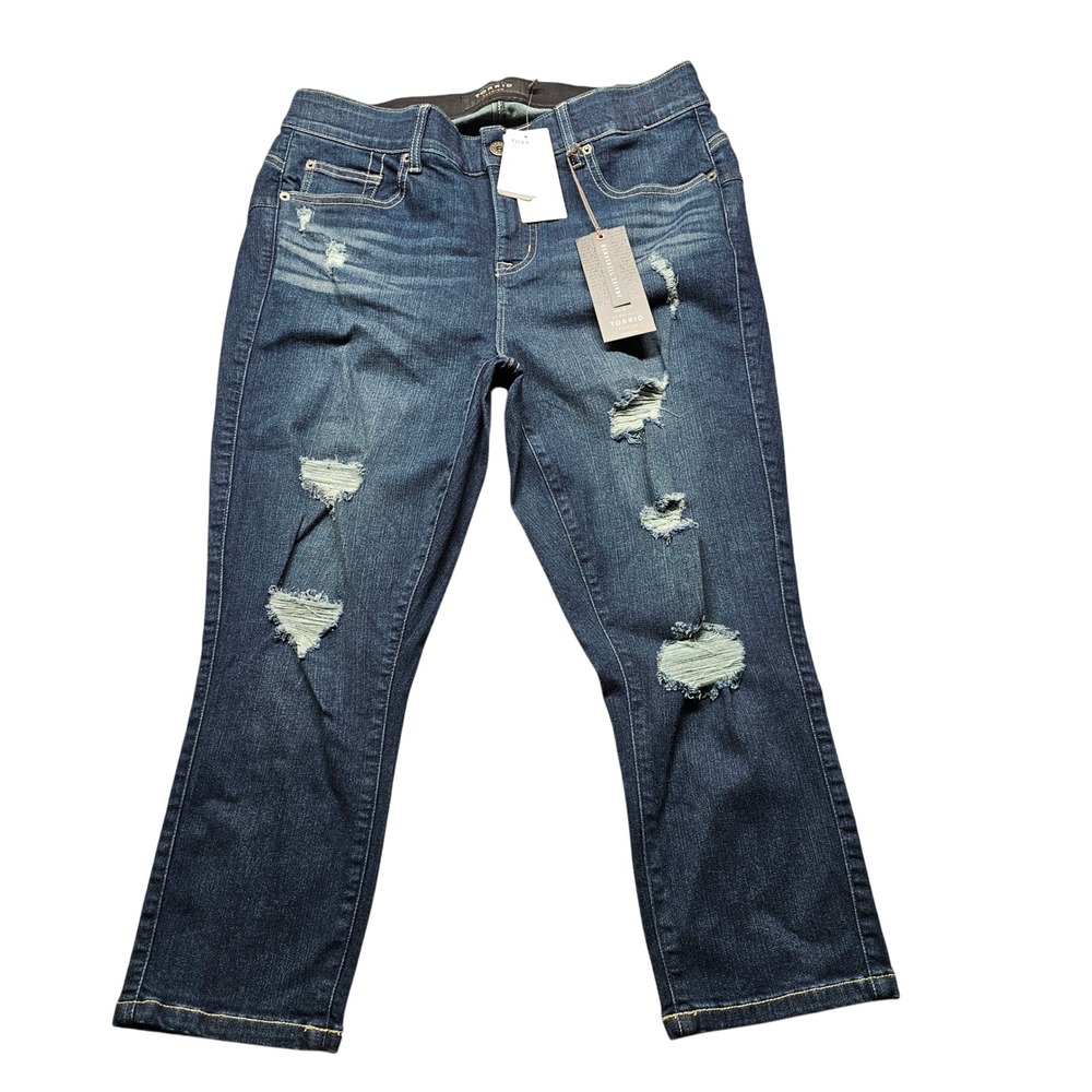 NWT‎ Torrid Premium Bombshell Skinny Crop Jeans 14 Distressed Battersea Denim